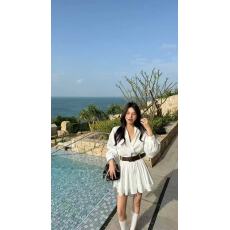 批发新款韩版时尚学院风收腰减龄质感<b class='q'>衬衫</b>连衣裙+腰带两件套