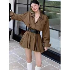 批发新款<b class='q'>韩版</b>时尚通勤显瘦<b class='q'>衬衫</b>连衣裙+腰带