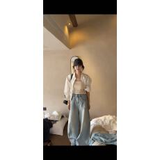 批发新款韩版宽松刺绣淡雅风气质百搭衬衫