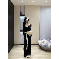 批发新款时尚修身纯欲风开衫+性感吊带背心+松紧腰微喇裤3件套