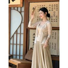 新款时尚禅意清冷感防晒开衫+吊带+松紧腰半身裙三件套