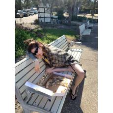 批发新款法式复古气质松弛感宽松翻领<b class='q'>格子</b>衬衫