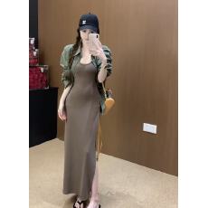 批发新款韩版高级感复古翻领长袖<b class='q'>衬衫</b>+收腰显瘦吊带<b class='q'>连衣裙</b>两件套