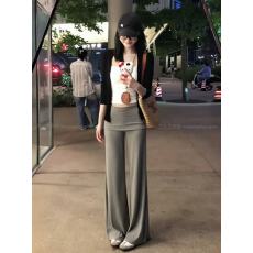 批发新款韩系气质休闲风防晒开衫+吊带背心+高腰阔腿裤三件套