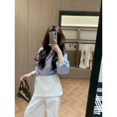 批发新款韩版时尚气质穿搭衬衫+腰封+高腰显瘦阔腿裤3件套