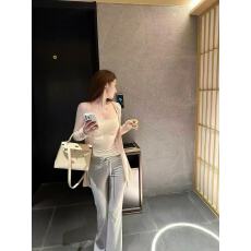 批发新款纯欲性感修身防晒衣+美背小吊带+高腰显瘦微喇裤3件套