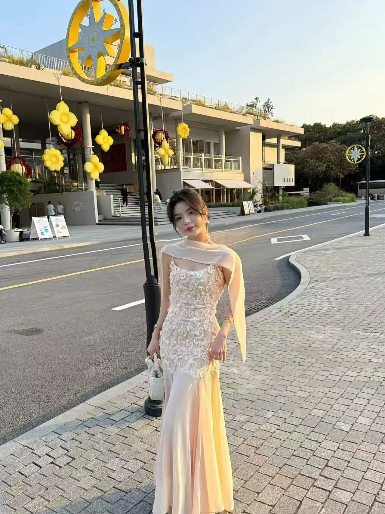 새로운 패션 프랑스식 3 차원 디스크 꽃 슬립 스카프 섹시함 해변가 불규칙 패치워크 롱 스커트