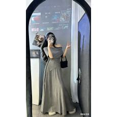 批发新款<b class='q'>韩版</b>时尚休闲绑带斜肩短袖上衣+松紧腰显瘦<b class='q'>休闲裤</b>两件套