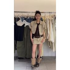 批发新款设计感宽松显瘦洗水<b class='q'>牛仔</b><b class='q'>外套</b>+高腰显瘦短裤+腰带3件套