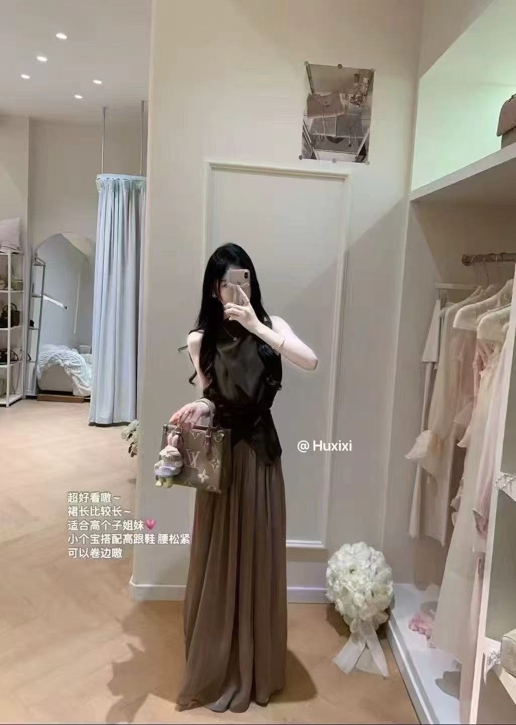 새로운 한 부서 고급 센스 불규칙 십자가 스트랩 민소매 맨위 하이웨이스트 망사 반신 치마 세트