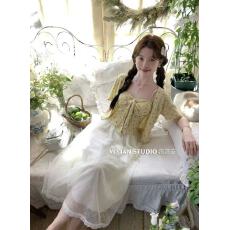 批发新款波点小开衫+绑带蝴蝶结吊带+松紧腰网纱半身裙3件套