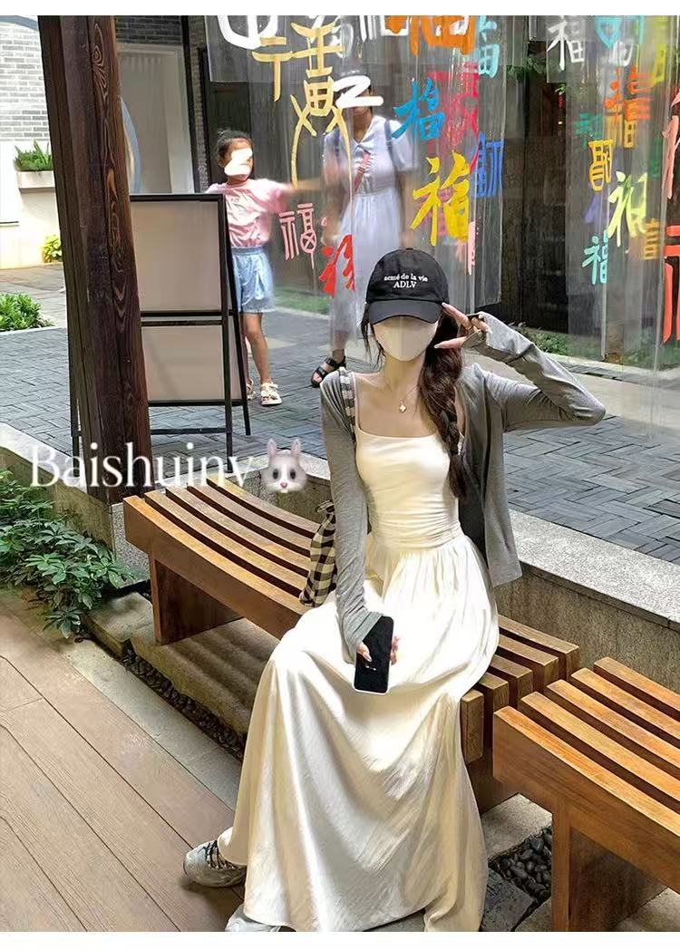 새로운 패션 단색 자외선 차단 의류 캐미솔 허리밴드 슬림해 보이는 도루 가을 센스 반신 스커트 3 세트