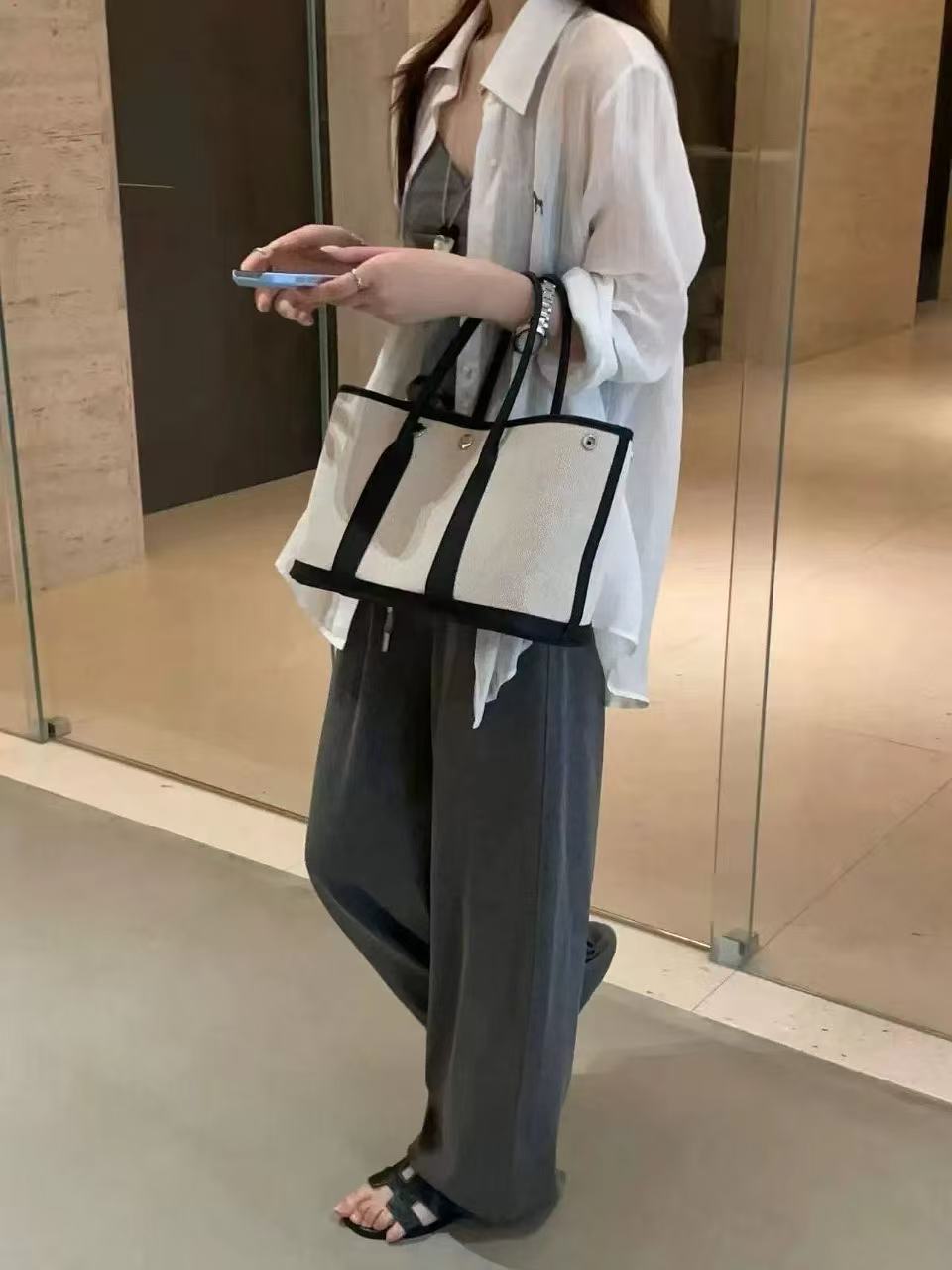 새로운 패션 루즈핏 작은 말 자수 얇은 스타일 자외선 차단 의류 슬립 허리밴드 캐주얼 바지 3 세트