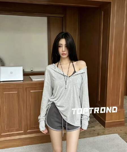 새로운 달콤한 매운맛 얇은 스타일 루즈핏 긴팔 에어컨 셔츠 행침 목 조끼 허리밴드 반바지 3 세트