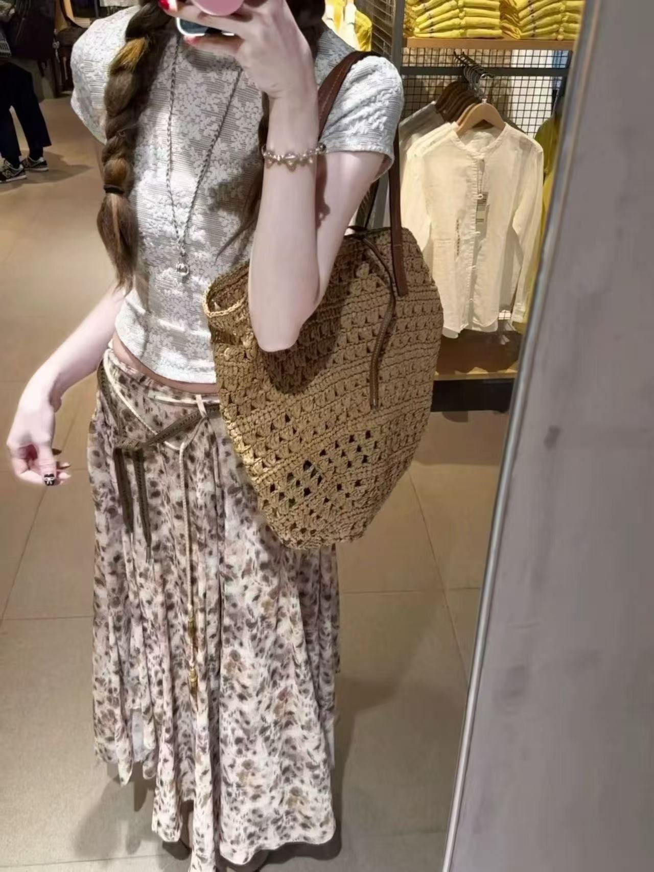 새로운 패션 휴가 바람 품격 몸매 가꾸기 슬림해 보이는 맨위 허리밴드 레오파드 무늬 반신 스커트 투피스 세트