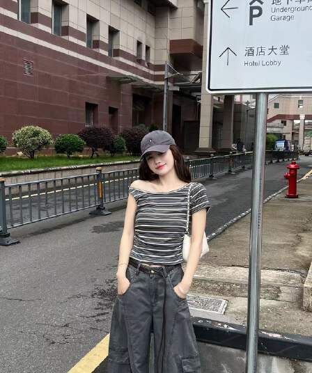 새로운 아메리칸 레트로 배색 스트라이프 비스듬한 어깨 의류 하이웨이스트 캐주얼 워크웨어 팬츠 벨트 3 세트