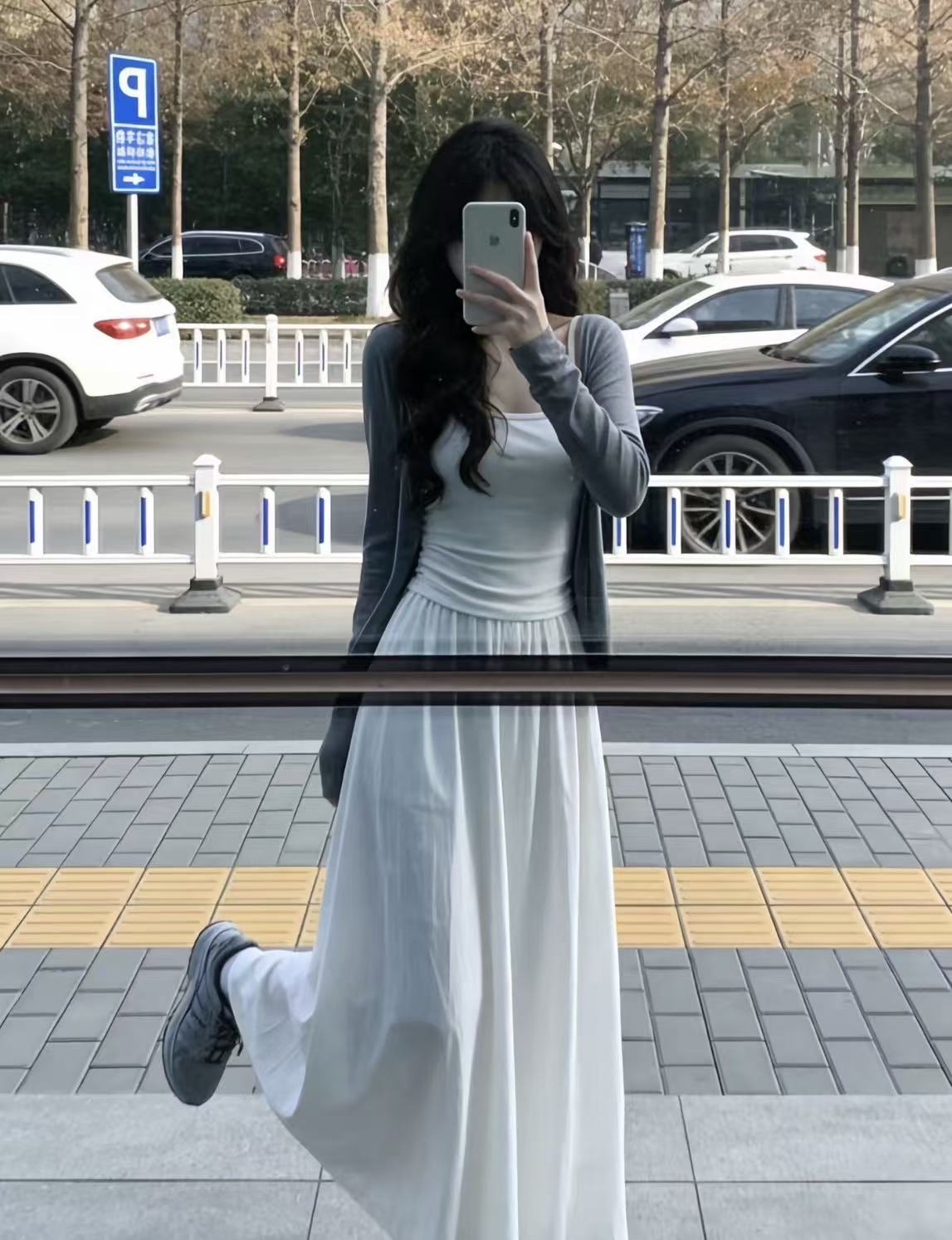 새로운 매우 요정 ~ 중 프랑스식 순수한 욕망 바람 조끼 허리밴드 반신 스커트 쇼트 스타일 자외선 차단 의류 3 세트