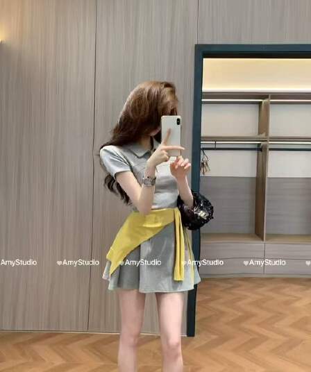 새로운 한국 스타일 패션 허리 수축 연령 감소 몸매 가꾸기 피 어깨끈 허리밴드 안전 바지 드레스 3 세트