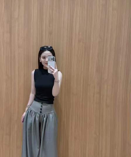 새로운 패션 미니멀리즘 u 칼라 반팔 맨위 허리밴드 도루 가을 센스 느긋한 바람 배기 바지 투피스 세트