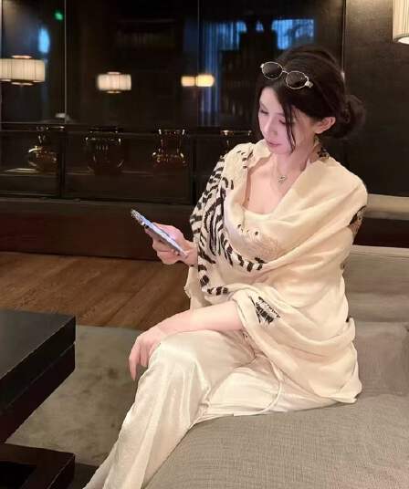 새로운 오래된 돈 바람 얇은 스타일 면 린넨 표범 텍스트 숄 미니멀리즘 조끼 허리밴드 캐주얼 바지 3종 세트
