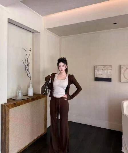 새로운 패션 핫걸 후드 V넥 지퍼 오픈 가디건 슬립 허리밴드 캐주얼 바지 3 세트