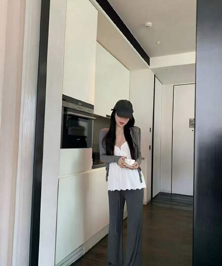 새로운 한 부서 느긋한 바람 호흡 센스 스트랩 오픈 가디건 슬립 허리밴드 캐주얼 긴 바지 3 세트