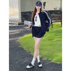 批发新款韩版时尚潮流甜辣妹背心+休闲外套+松紧腰<b class='q'>短裤</b>三件套