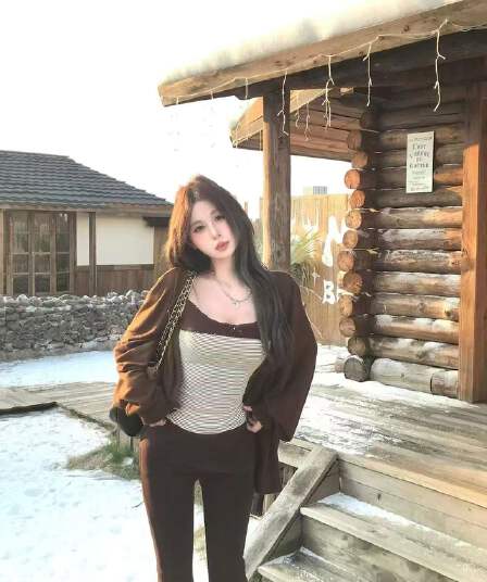 새로운 소나무 리 차 언어 순수한 욕망 스트라이프 캐미솔 캐주얼 재킷 허리밴드 긴 바지 3종 세트