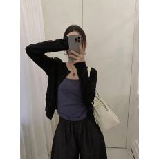 批发新款甜美百搭<b class='q'>宽松</b>简约吊带+开衫+松紧腰波点休闲裤3件套