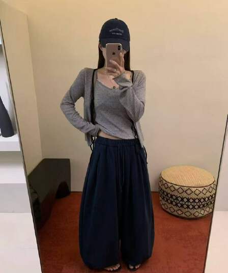 새로운 한 부서 느긋한 와 성별 펌프 로프 작은 셔츠 도트 무늬 슬립 허리밴드 캐주얼 바지 3종 세트
