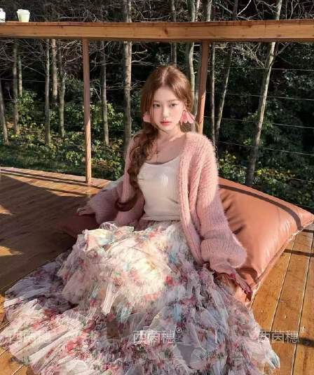 새로운 한국 스타일 패션 고유 한 아름다운 자이언트 잘 생긴 스웨터 오픈 가디건 허리밴드 꽃무늬 반 스커트 세트