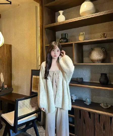 새로운 부드러운 바람 다용도 스웨터 오픈 가디건 나비 매듭 튜브탑 맨위 허리밴드 캐주얼 바지 3 세트