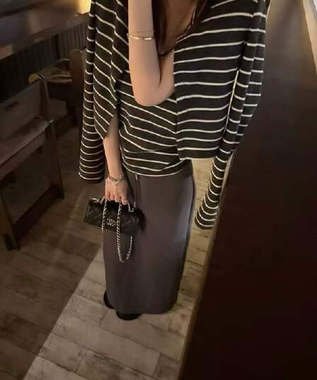 새로운 한 부서 V넥 스트라이프 행침 목 캐미솔 스트라이프 오픈 가디건 투피스 세트