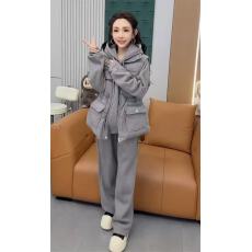 批发新款韩版时尚显瘦洋气加棉马甲+加绒连帽<b class='q'>卫衣</b>+阔腿裤三件套