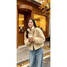 批发新款韩版时尚立领皮毛一体环保<b class='q'>皮草</b><b class='q'>短款</b>外套