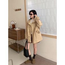 批发秋上新简约<b class='q'>街头</b>博主感廓版连帽中长款风衣韩系质感休闲上衣外套