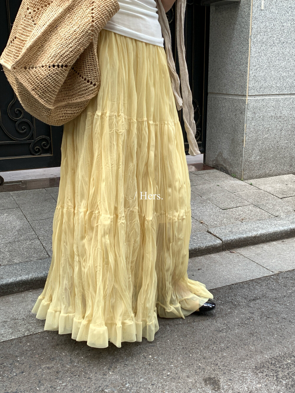 여름 켜기 새로운 hers 한국 스타일 미니멀리즘 일상 다용도 휴가 센스 롱 코트 실 실 반신 스커트 캐주얼 슬림해 보이는 롱 스커트