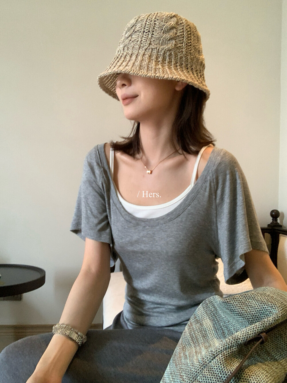 여름 켜기 새로운 hers 대 u 칼라 반팔 티셔츠 캐미솔 투피스 슈트 포함 28 양모 캐주얼 한 첨부 된 의류
