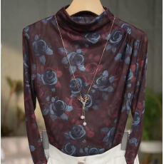 批发高贵上档次小衫2025新款潮流气质时尚显瘦<b class='q'>网纱</b><b class='q'>打底衫</b>