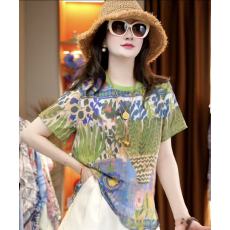 批发真丝双绉莫奈花园时尚显瘦<b class='q'>桑蚕丝</b>t恤<b class='q'>上衣</b>