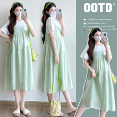 批发实拍 2025<b class='q'>夏</b>季新款时尚宽松T恤拼接假两件连衣裙