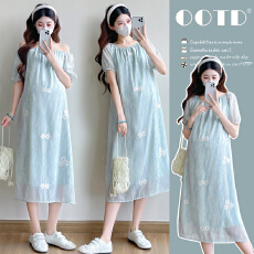 批发实拍 2026孕妇装夏季新款绣花气质连衣裙