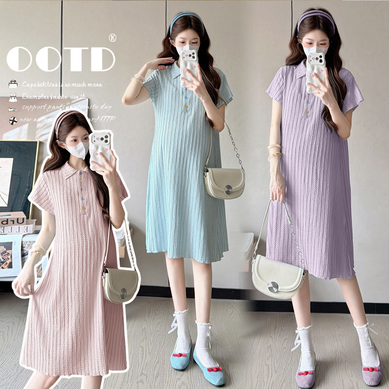 실사 2026 여름 새로운 상쾌 얼음 센스 반팔 중간 길이 슬림해 보이는 드레스