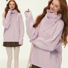 批发（套装）<b class='q'>北极</b><b class='q'>绒</b>【腈纶35%锦纶40%PBT25%】可拆卸围脖毛衣女针织衫