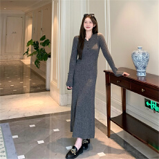 批发2025年针织连衣裙女秋冬<b class='q'>修身</b>显瘦气质毛衣内搭打底包臀鱼尾长裙