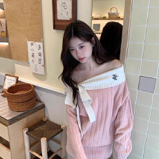 批发一字肩甜酷针织毛衣连衣裙子女秋冬季2025<b class='q'>新款</b>巨好看气质包臀<b class='q'>短裙</b>