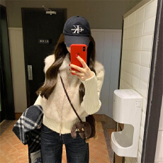 2025冬季新款年轻时尚环保皮草毛毛外套女短款小个子针织袖可拆卸