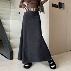 批发韩版复古时髦毛呢半身裙 2025高级感高腰显瘦<b class='q'>时尚</b>百搭长裙