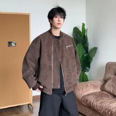 批发美式复古PU皮夹克男女春秋新款潮牌宽松休闲立领棒球服情侣外套潮