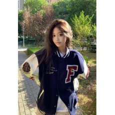 批发美式复古拼接棒球服男女新款宽松学生情侣字母休闲夹克外套上衣潮